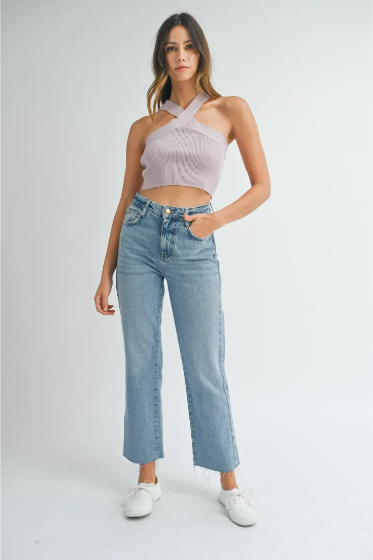 Lily Knit Crop Top - Lavender
