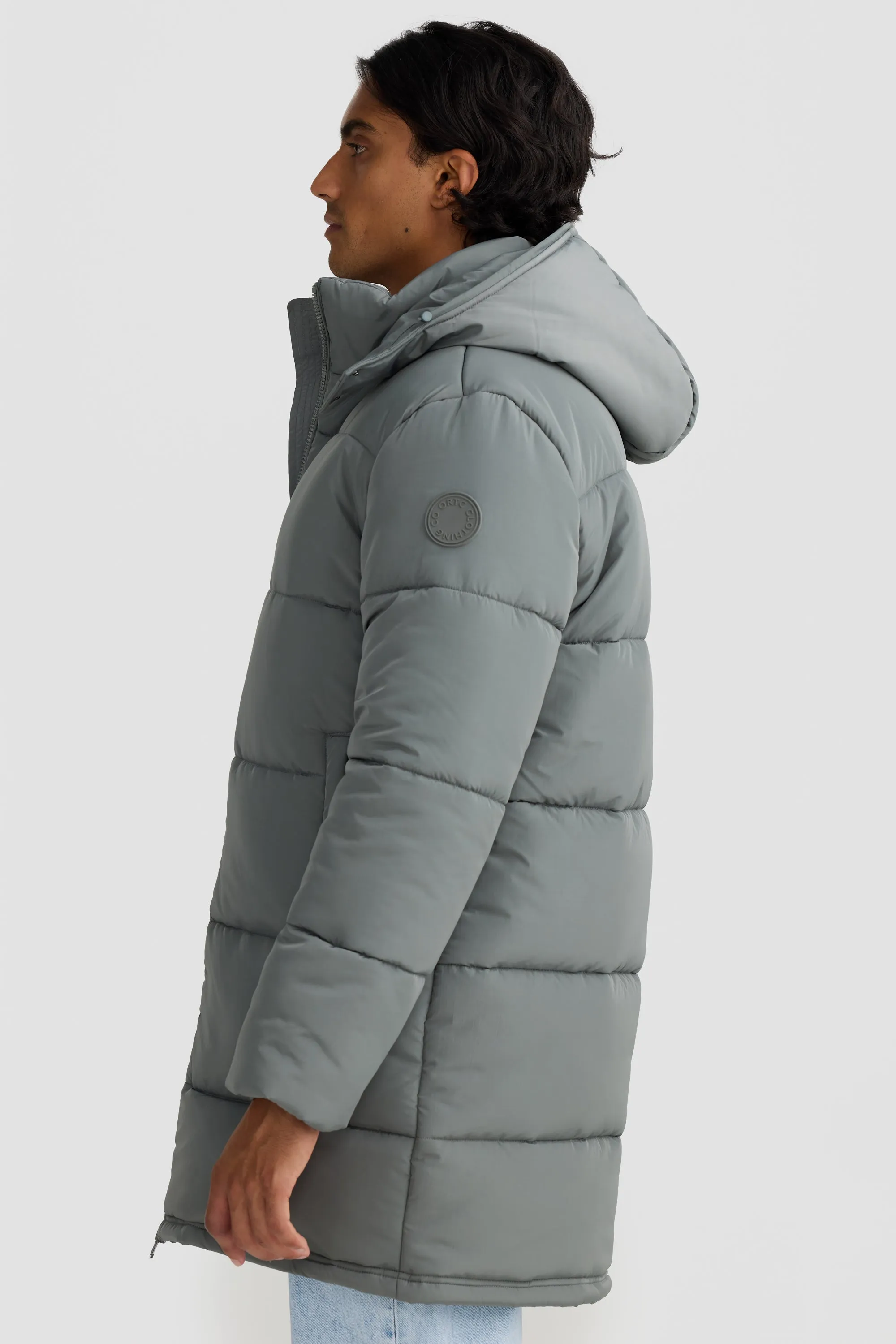 Longline Eucalyptus Puffer Jacket
