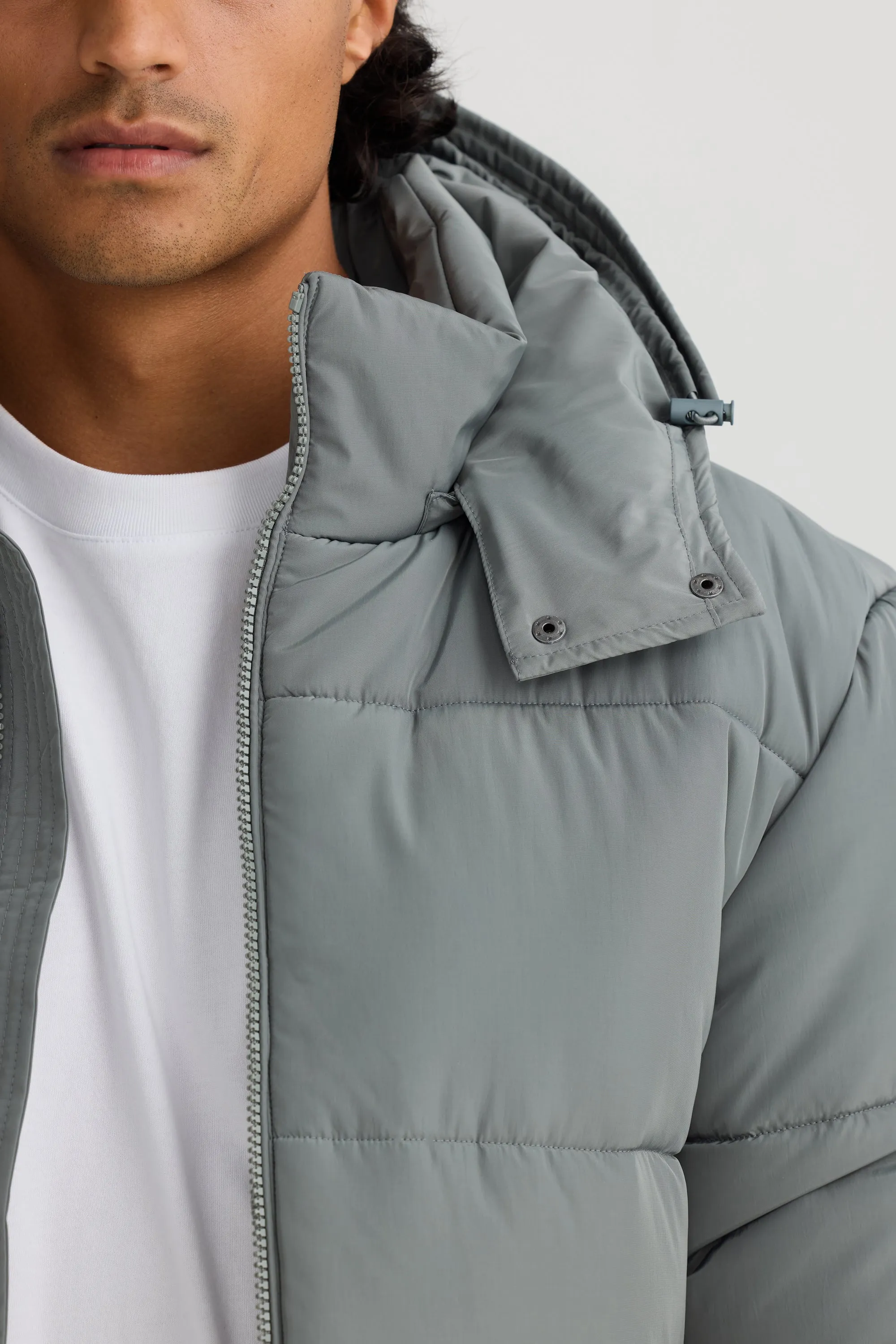 Longline Eucalyptus Puffer Jacket