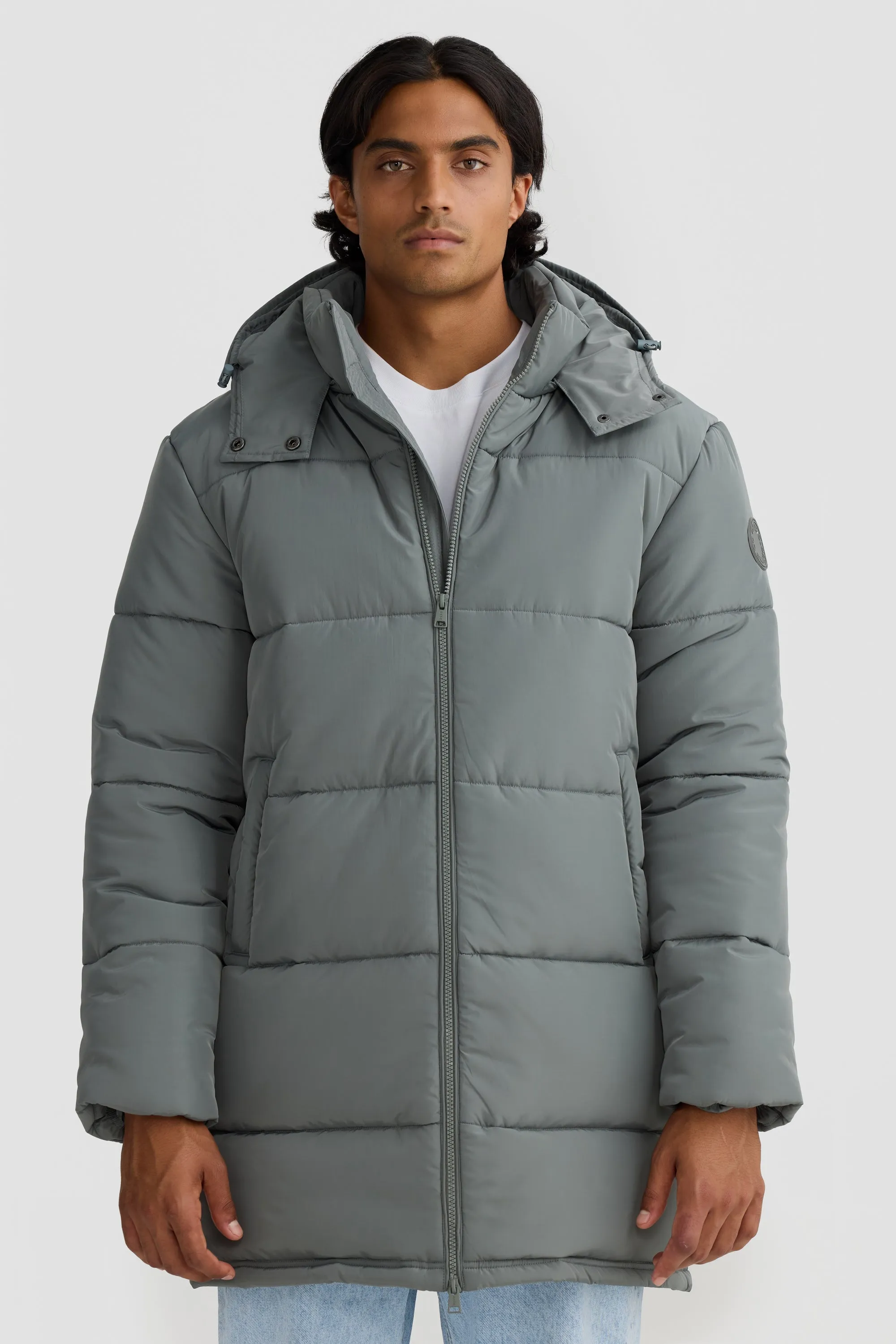 Longline Eucalyptus Puffer Jacket
