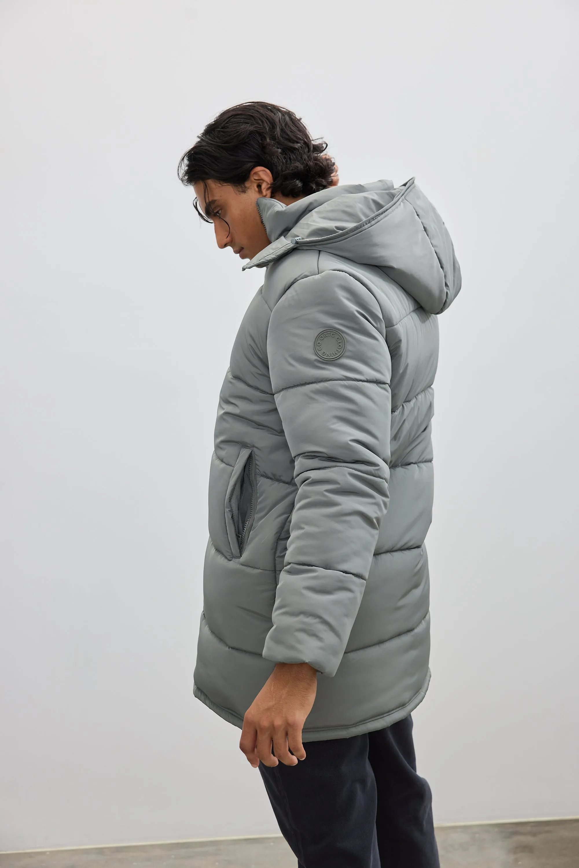 Longline Eucalyptus Puffer Jacket