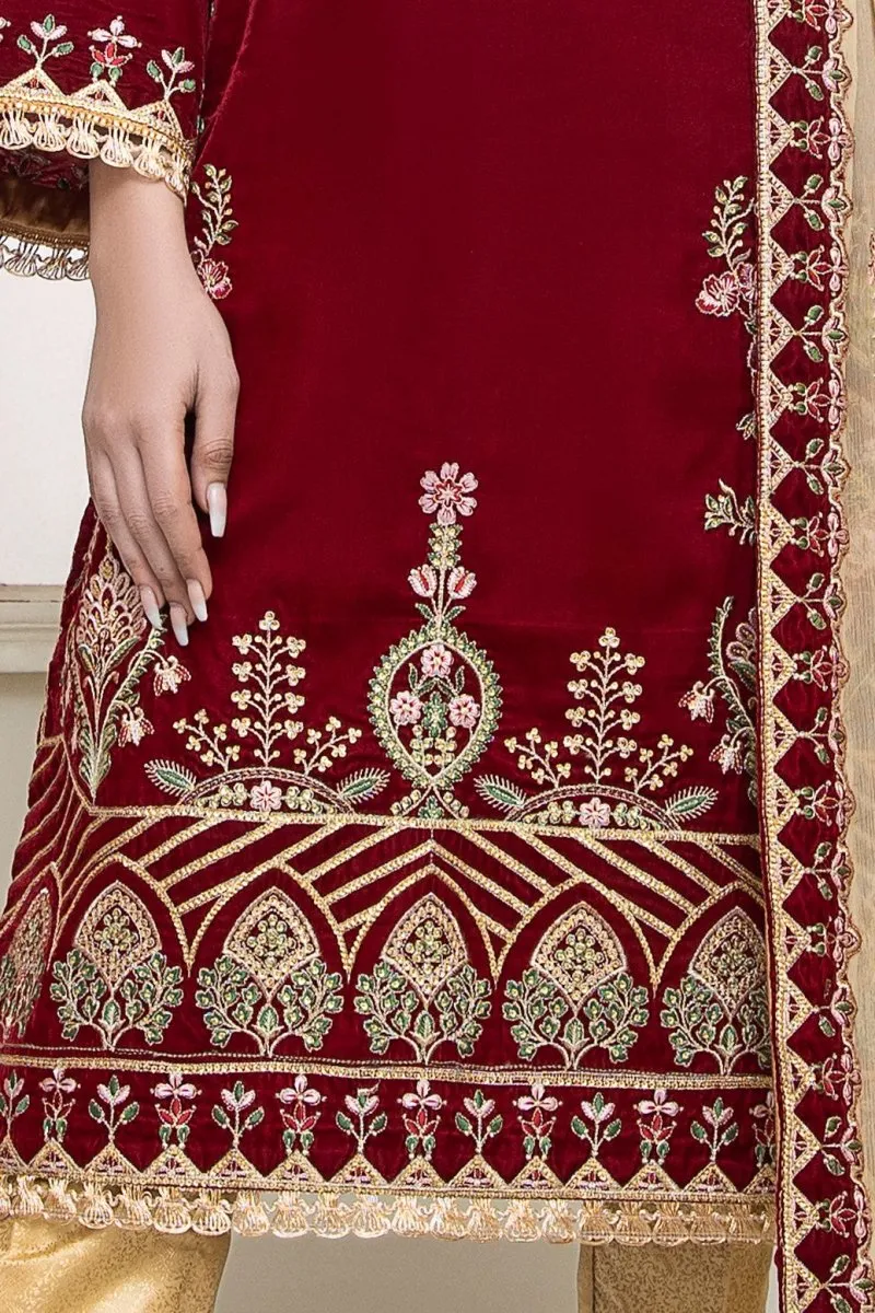 Mihrimah Embroidered Velvet 3 Piece Suit MIH40