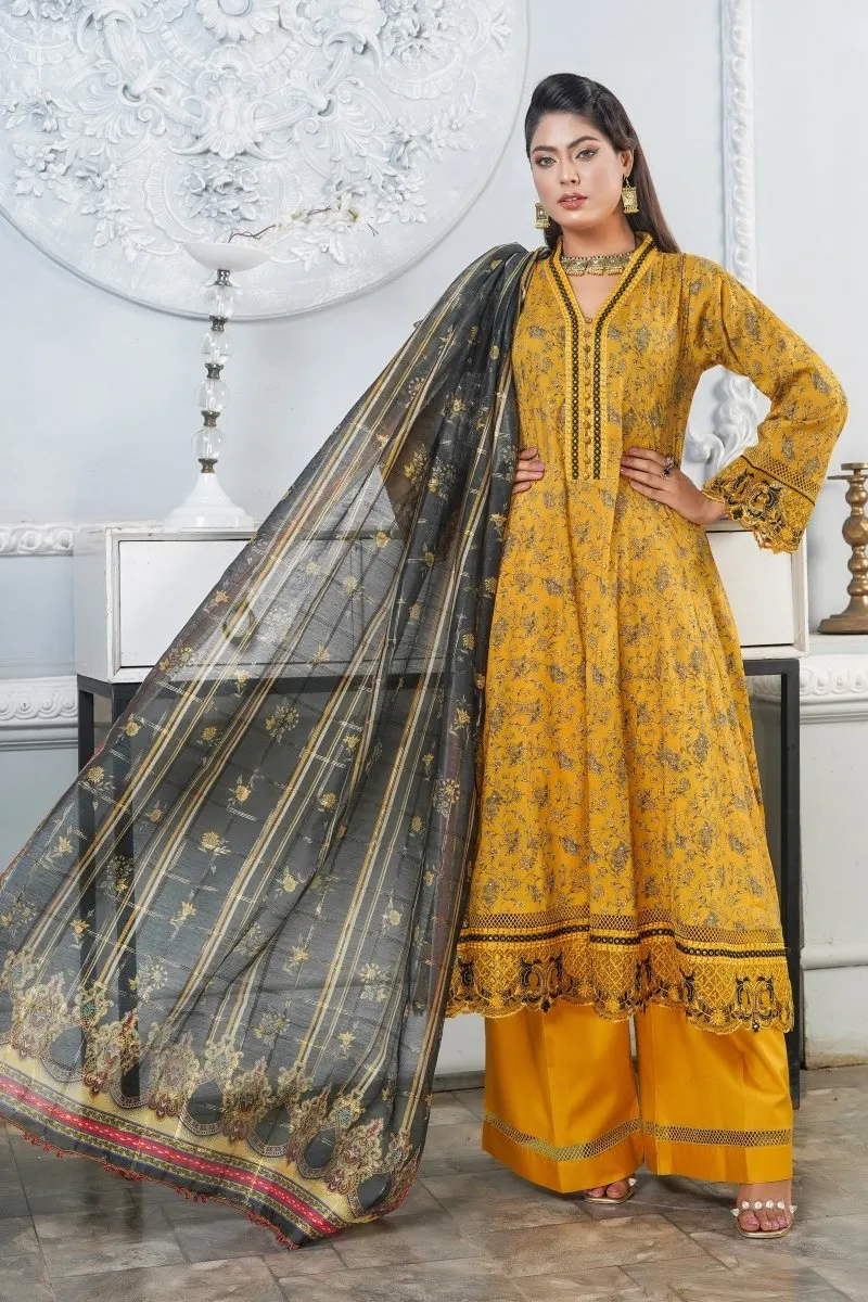 Munira Lawn 3 Piece Pakistani Frock MUN562