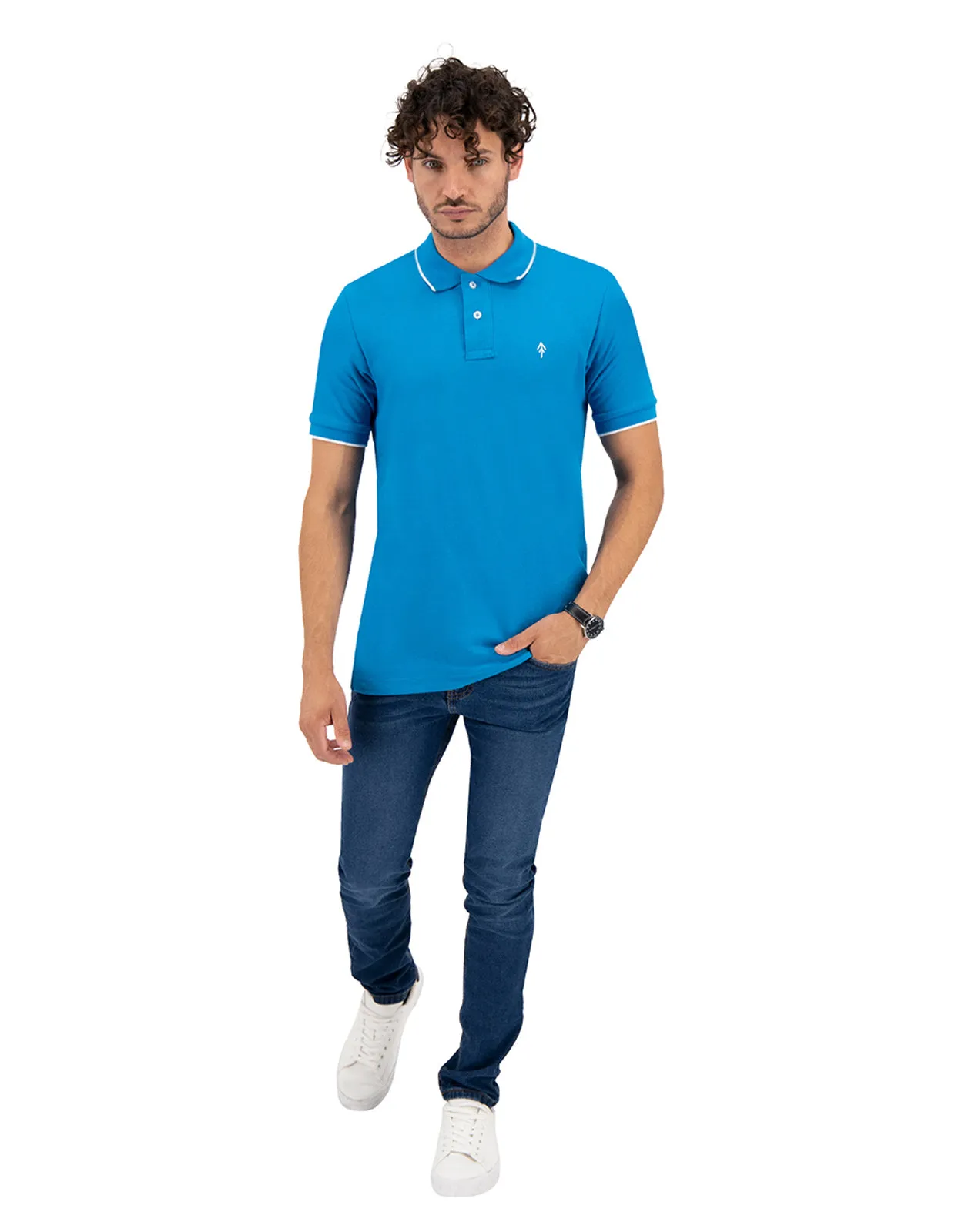Playera Tipo Polo Regular Fit Para Hombre - Turquesa