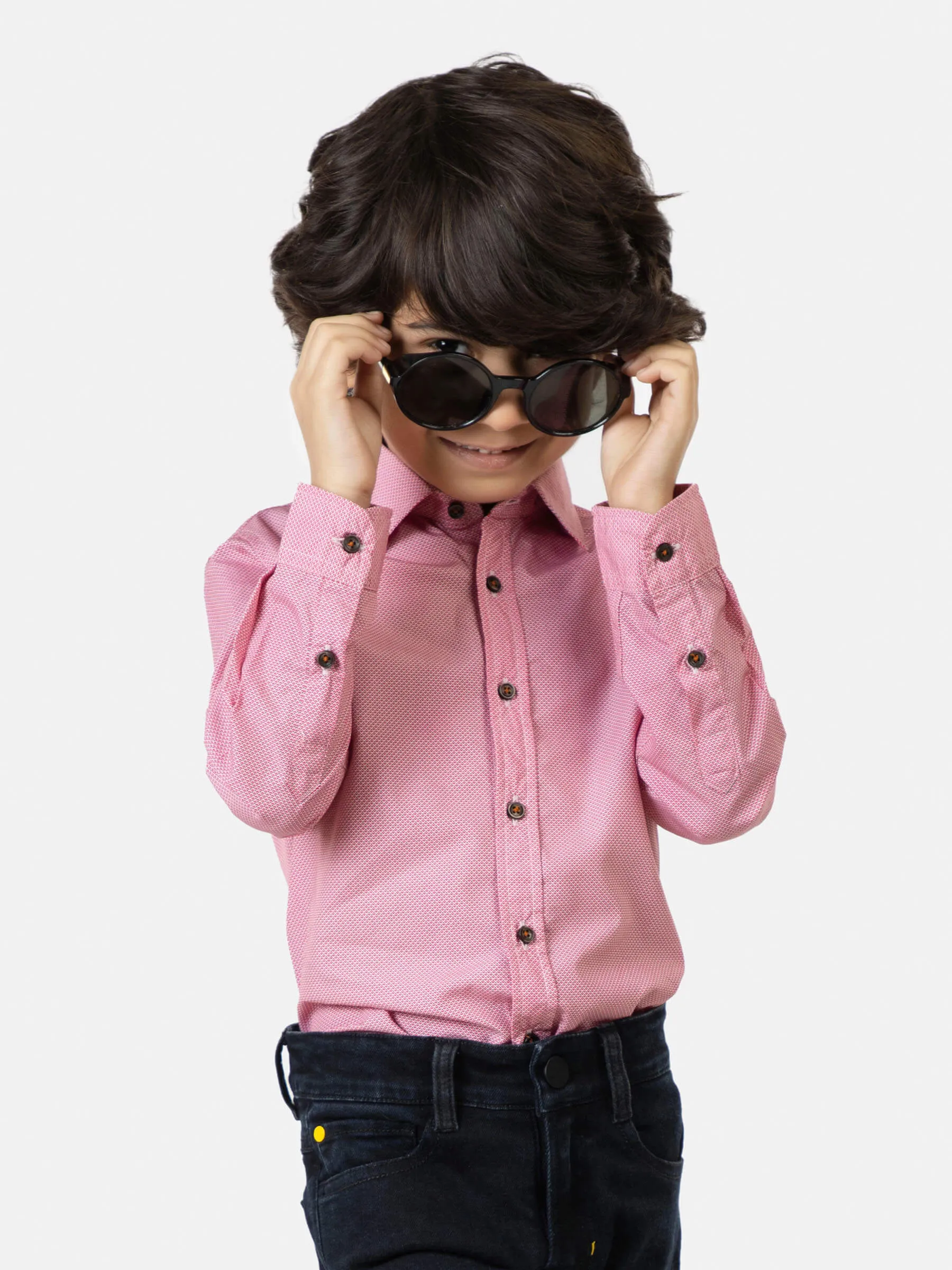 Red Micro Patterned Casual Shirt