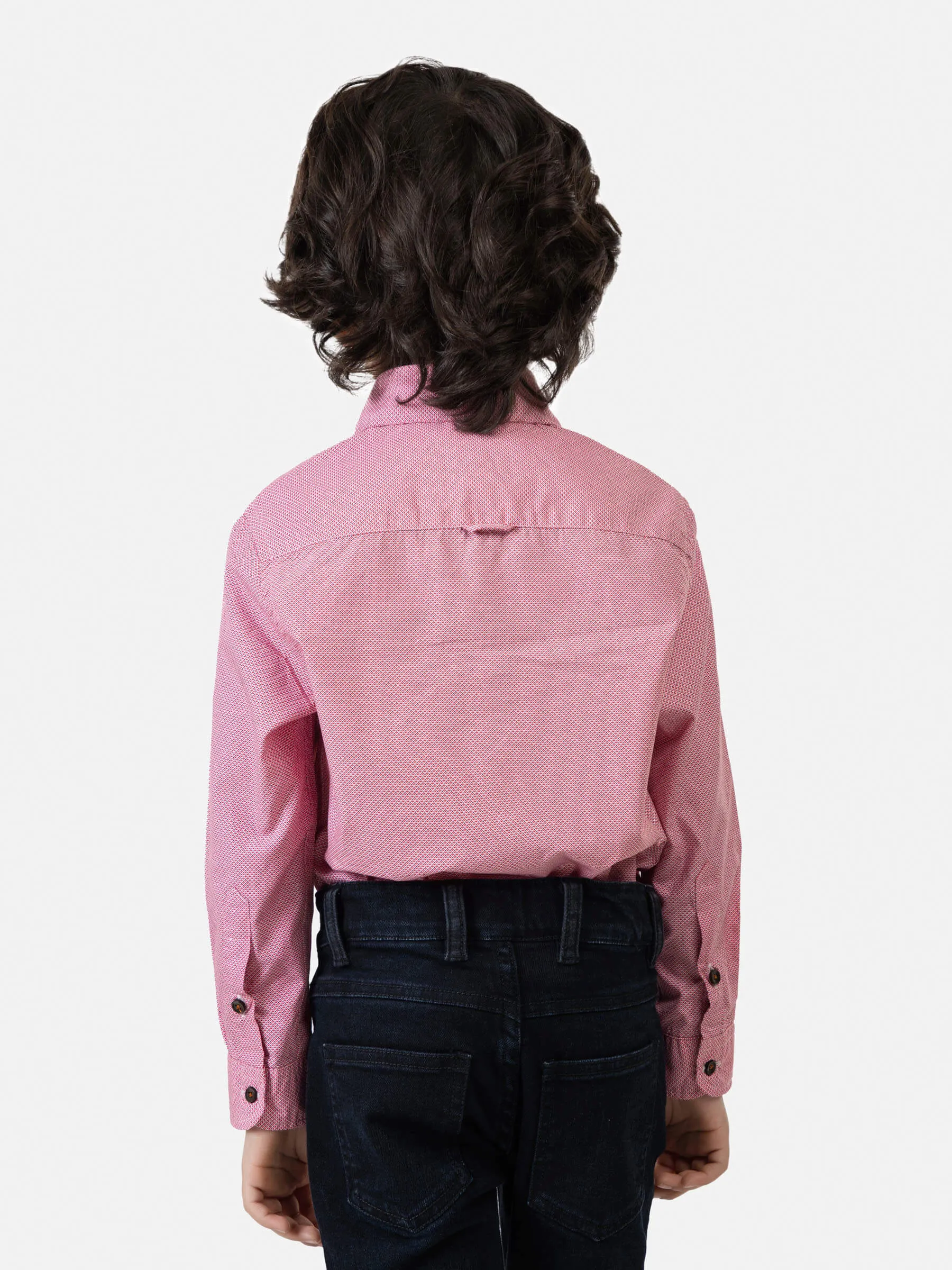 Red Micro Patterned Casual Shirt