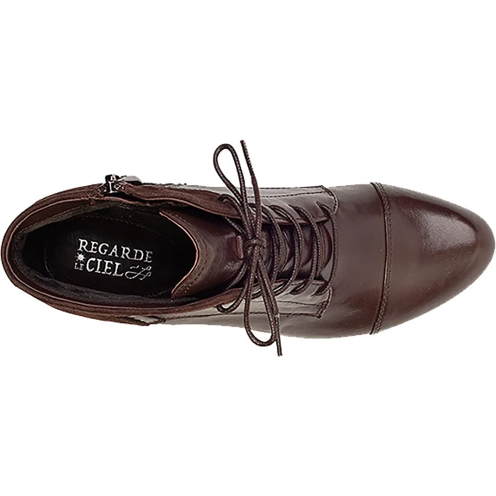 Regarde Le Ciel Stefany-377 Lace / Zip Up Ankle Boot Brown Leather