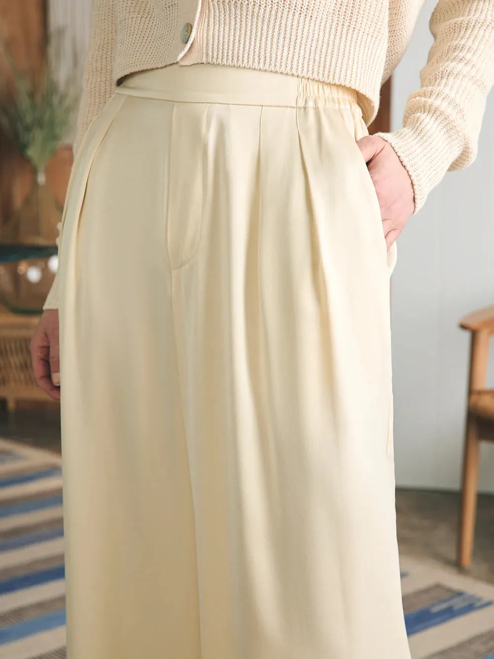Sandwashed Silk Gemma Pant - Pearled Ivory