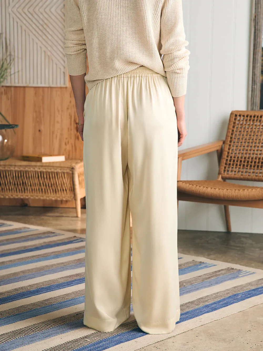 Sandwashed Silk Gemma Pant - Pearled Ivory