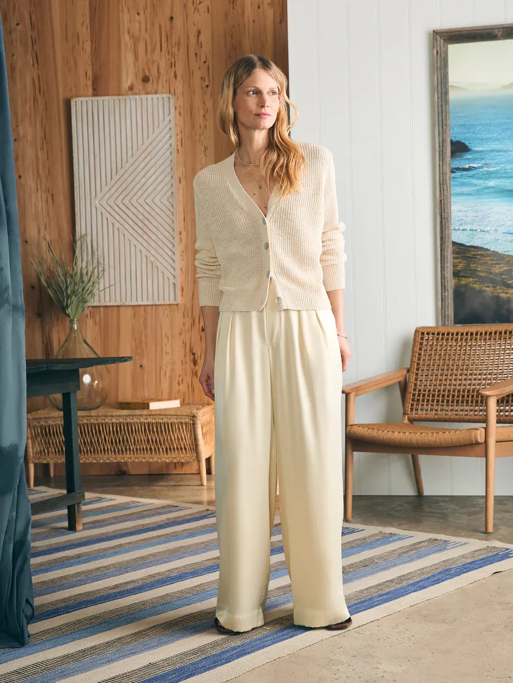 Sandwashed Silk Gemma Pant - Pearled Ivory