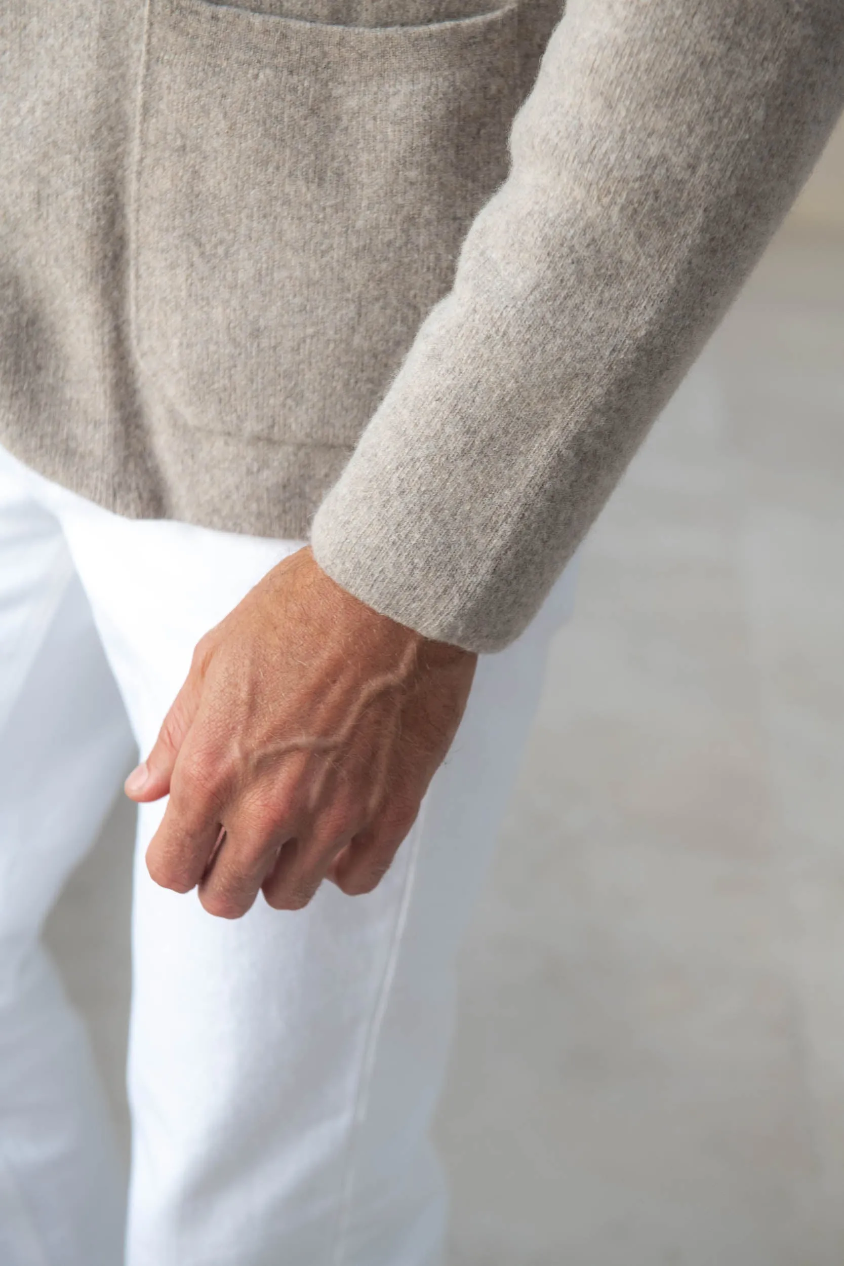 Taupe Knitted Jacket - Wool and Cashmere - Made in Italy