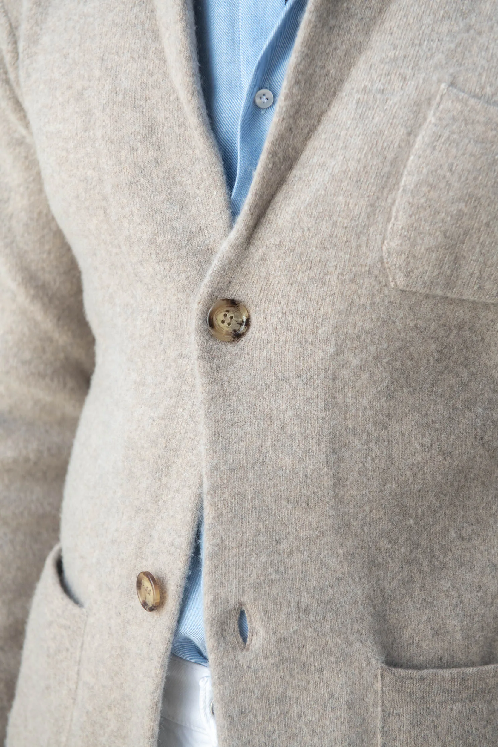 Taupe Knitted Jacket - Wool and Cashmere - Made in Italy