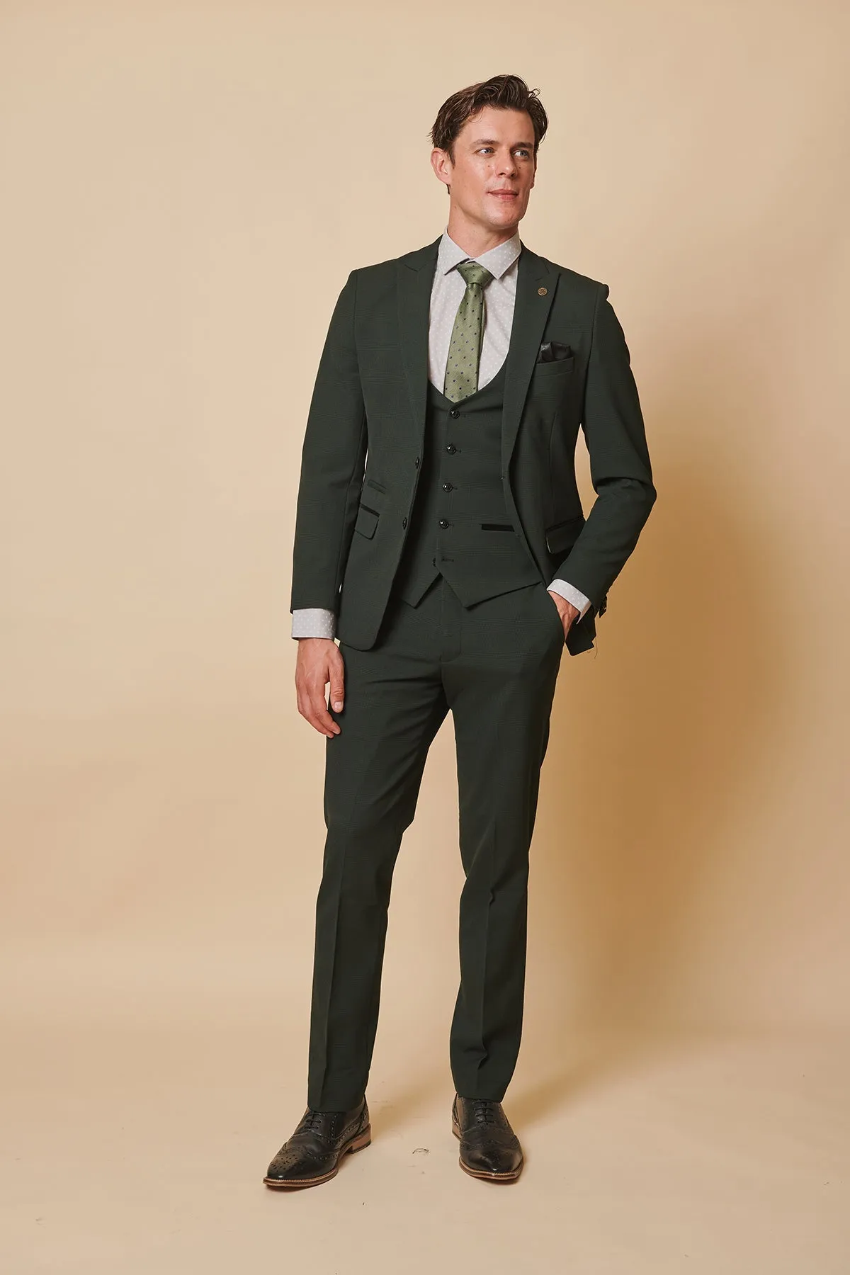The Leicester City F.C. Collection - BROMLEY Olive Green Check Suit As Worn By Harry Winks