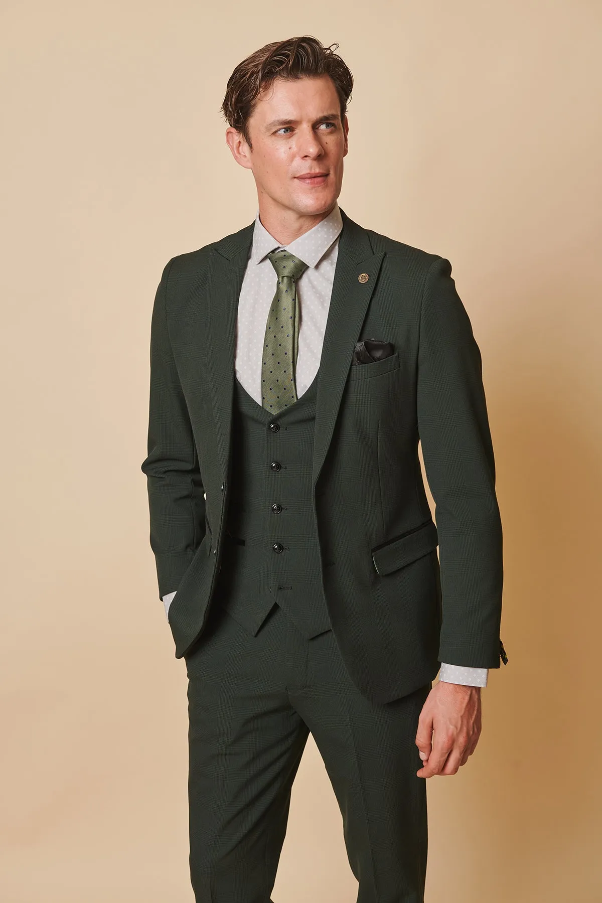 The Leicester City F.C. Collection - BROMLEY Olive Green Check Suit As Worn By Harry Winks